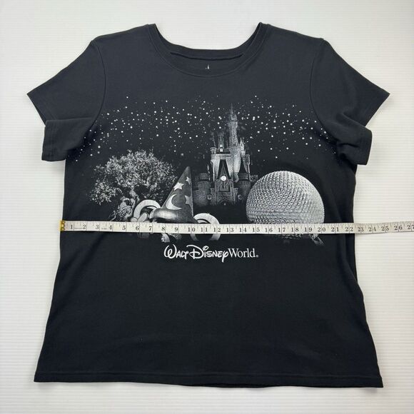 Disney Parks Walt Disney World 4 Parks Graphic Tee Shirt Black 3X Plus Sparkles - Picture 7 of 8